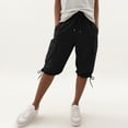 thumbnail image 2 of Hngshg Plus Size Cargo Capris for Women Bow Drawstring Solid Color Casual Pants with Pockets Summer Vacation Workout Pants, 2 of 7