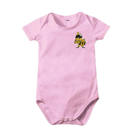 

ZRBYWB Summer Solid Color Cartoon Bee Baseball Print Boys Girls Romper Short Sleeve Baby Playsuit For 0 To 24 Months Baby