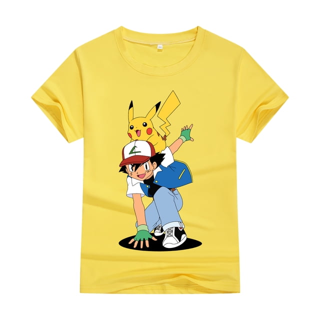 Camisetas de Pokémon para niños y niñas de 1 a 8 años, traje de dibujos animados de manga corta de algodón, ropa informal de moda
