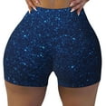 thumbnail image 2 of Salouo Sparkling Blue Glitter Print Women's Athletic Shorts,Booty Shorts Biker Shorts High Waisted Elastic Workout Shorts for Yoga Gym Running Sports-Medium, 2 of 8