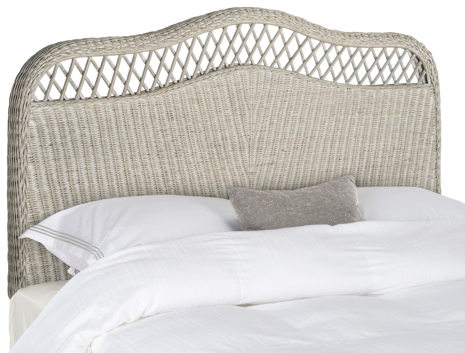 SAFAVIEH Sephina Rustic Coastal Rattan Headboard, Queen, Antique Grey