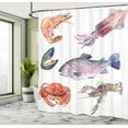 thumbnail image 5 of Ambesonne Fish Shower Curtain, Sea Animals Watercolor, 69"Wx84"L, Mustard Navy, 5 of 5