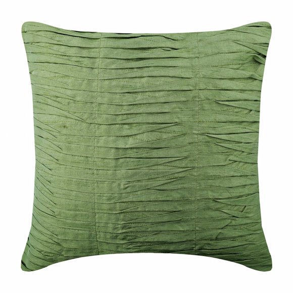 Euro Pillow Shams, Green Euro Size Pillow Covers 26x26 inch (65x65 cm), Silk Euro Size Pillow Shams, Solid Color, Pintucks, Textured, Striped, Modern European Pillow - Green Waves