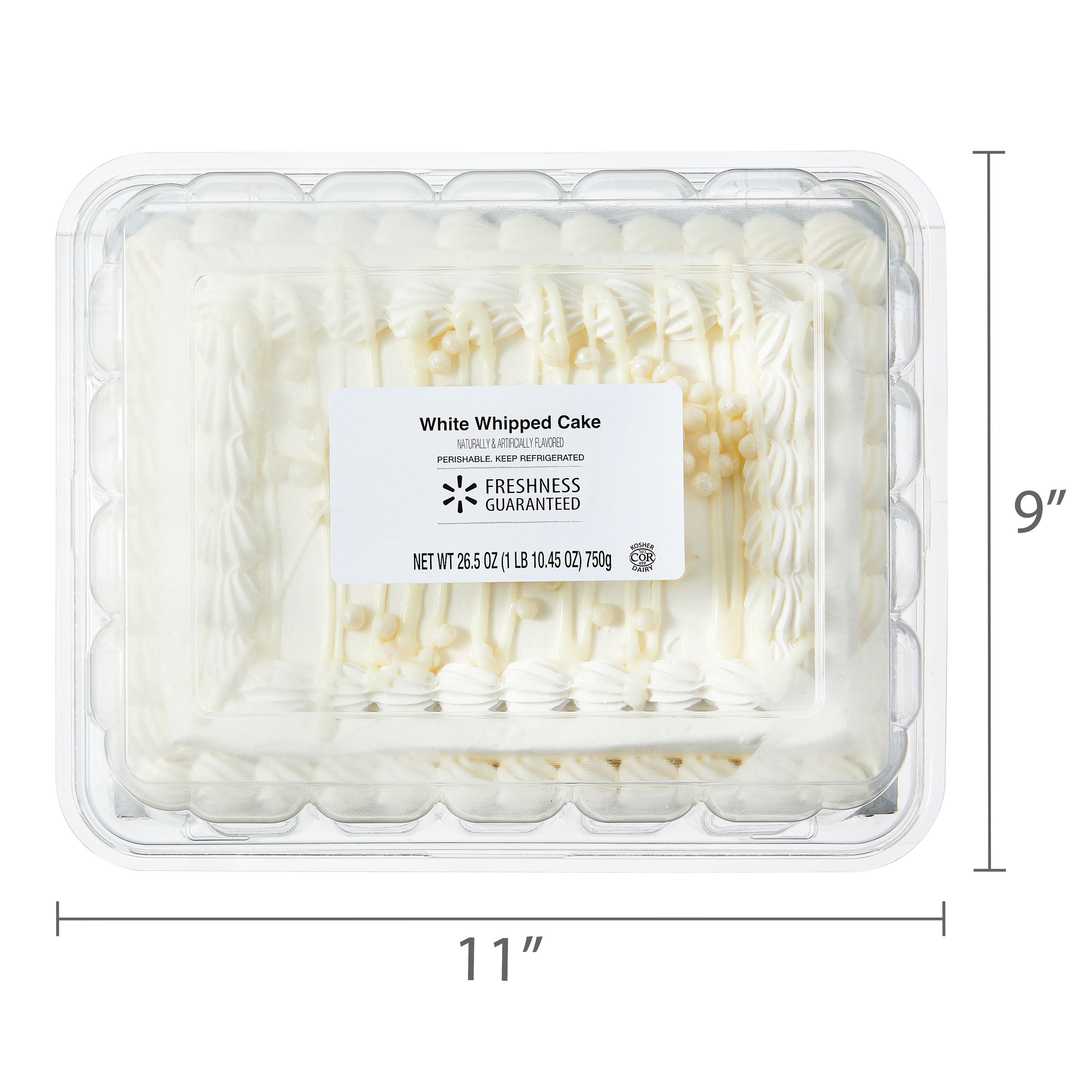 Freshness Guaranteed White Whipped 1/8 Sheet Cake, 26.5 oz (Refrigerated)