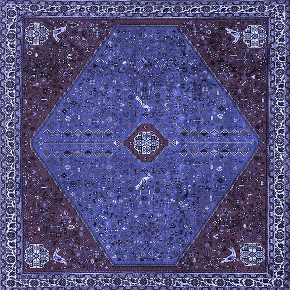 Ahgly Company Indoor Square Persian Blue Traditional Area Rugs, 7' Square