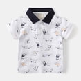 thumbnail image 2 of Zanarzt Summer Top Toddler Boys Shirt Cotton Short Sleeve Button Up Shirt Cartoon Dinosaur Pattern Tee Boys Top Undershirt Summer White,4-5 Years, 2 of 9