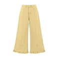 thumbnail image 5 of Axiiglly Wide Leg Jeans for Women Trendy Ruffled Hem Button Zipper High Waisted Straight Leg Baggy Jeans Casual Loose Denim Pants with Pockets S-3XL, 5 of 7