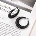 thumbnail image 6 of [Clearance] Women Earrings Stripe Hoop Earrings 40mm Metal Stainless Steel Black Thick Hoop Huggie Earrings Simple Minimalist Ear Jewelry Gift for Mom Girlfriend Wife Mothers Day on Clearance, 6 of 8