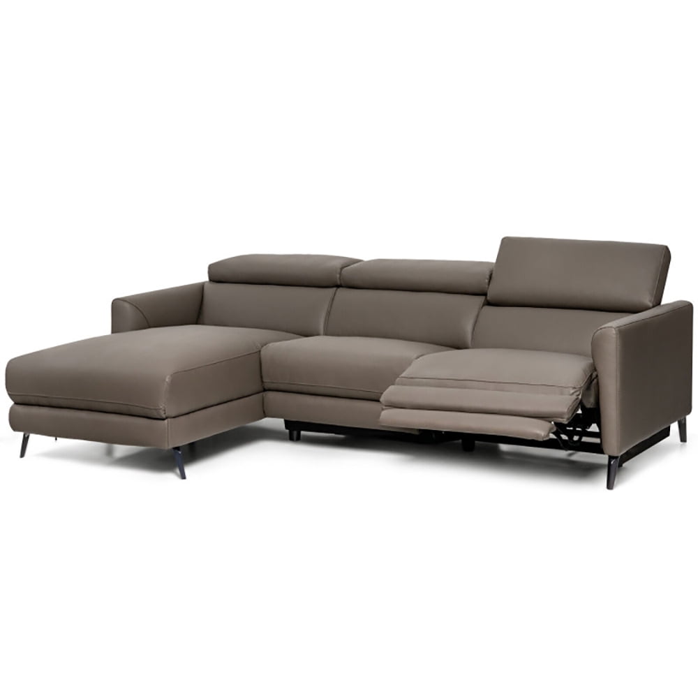 Finihen Sectional Sofa, Leather Sofa Bed, Leather Air Power Reclining Sectional Sofa with Adjustable Headrests, for Living Room, Gray Finihen Sectional Sofa, Leather Sofa Bed, Leather Air Power Reclining Sectional Sofa with Adjustable Headrests, for Living Room, Gray