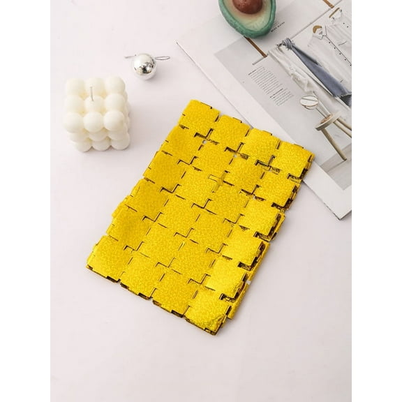 ERDOUY 2 Pack Golden Small Squares Foil Curtain Backdrop, 3.28Ft x 8.2Ft Metallic Tinsel Foil Fringe Streamer Curtains for Photo Booth Props Decor Party Supplies