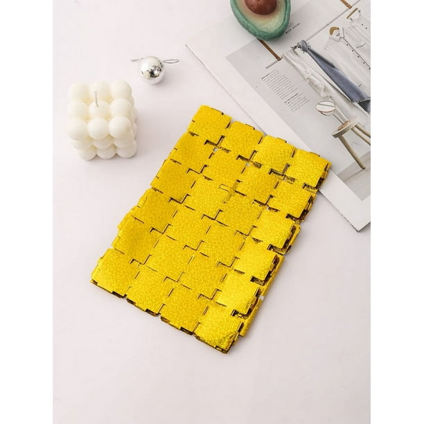 Nvzi Paquete de 5 cortinas de papel de aluminio con cuadrados pequeños dorados, 3,28 pies x 8,2 pies,decoración, suministros para fiestas