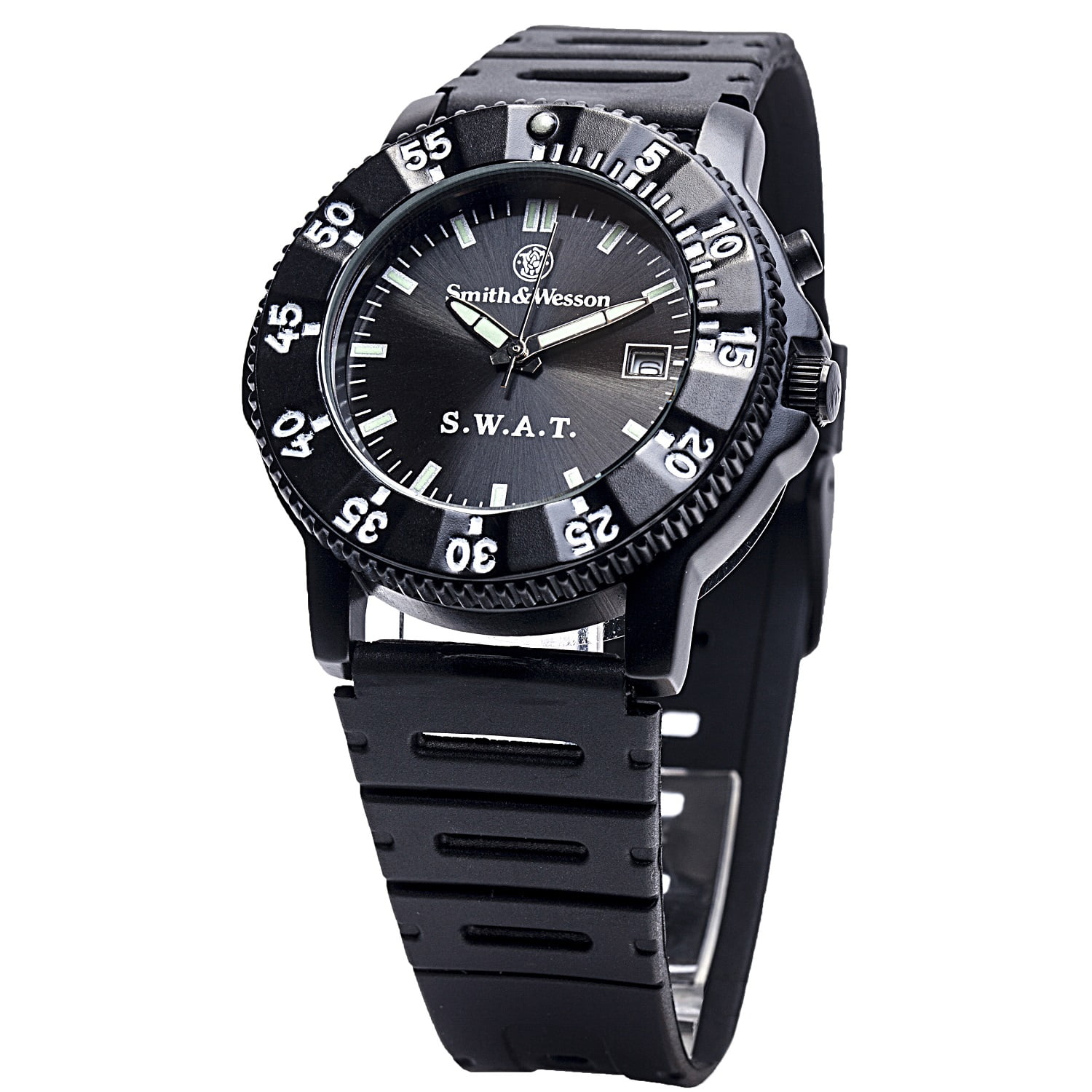 Smith & Wesson Mens SWAT Watch with Black Rubber Strap