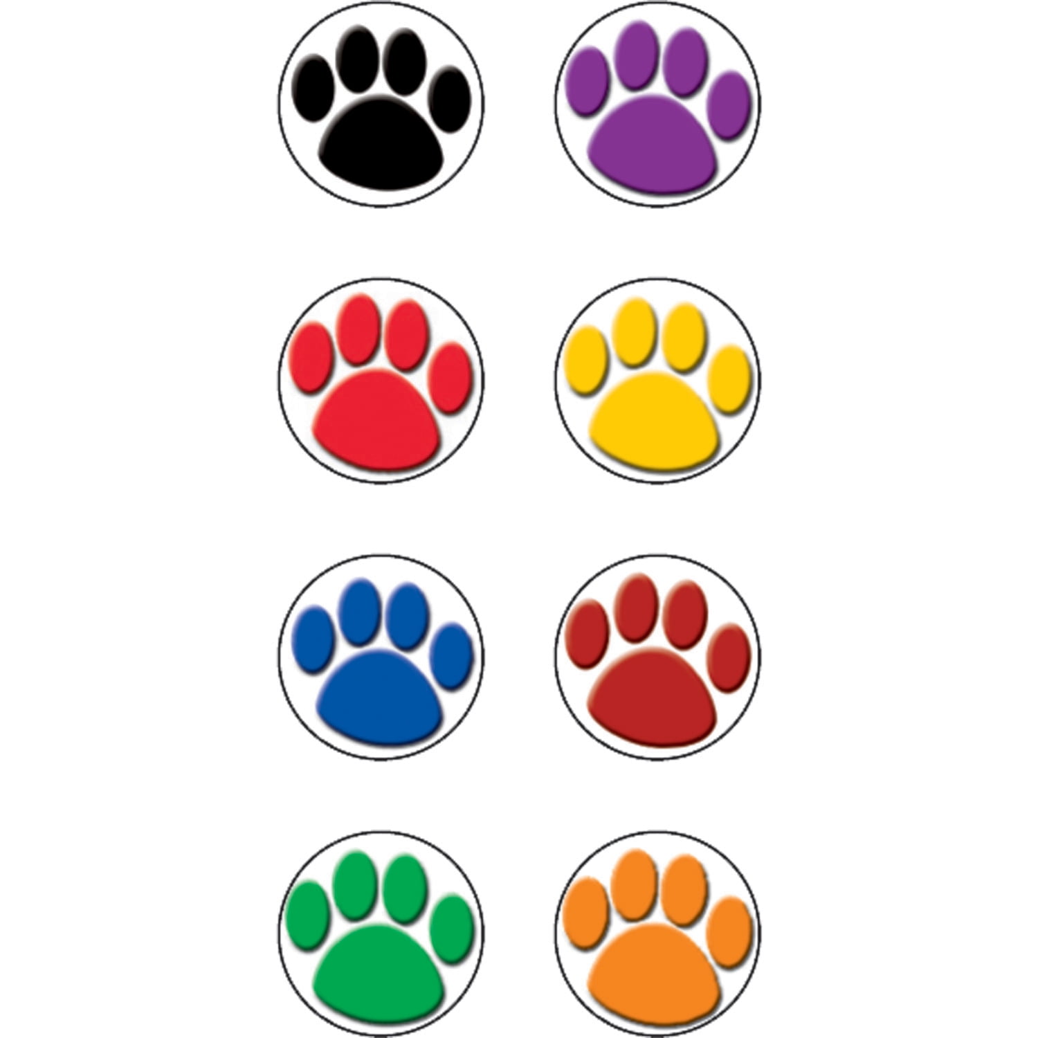 Teacher Created Resources Colorful Paw Prints Mini Stickers, 3/8"Dia, 528 Per Pack, 12 Packs