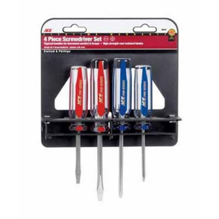 4-Piece Screwdriver Set: 2 Slotted, 2 Phillips Ace Screwdrivers
