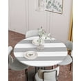 thumbnail image 2 of Fitted Round Tablecloths Table Covers 45-54in,Gray and White Striped Waterproof Elastic Edged Table Cloth for Kitchen Dining Holiday Party Tables Decor,Modern Art Stripes, 2 of 6