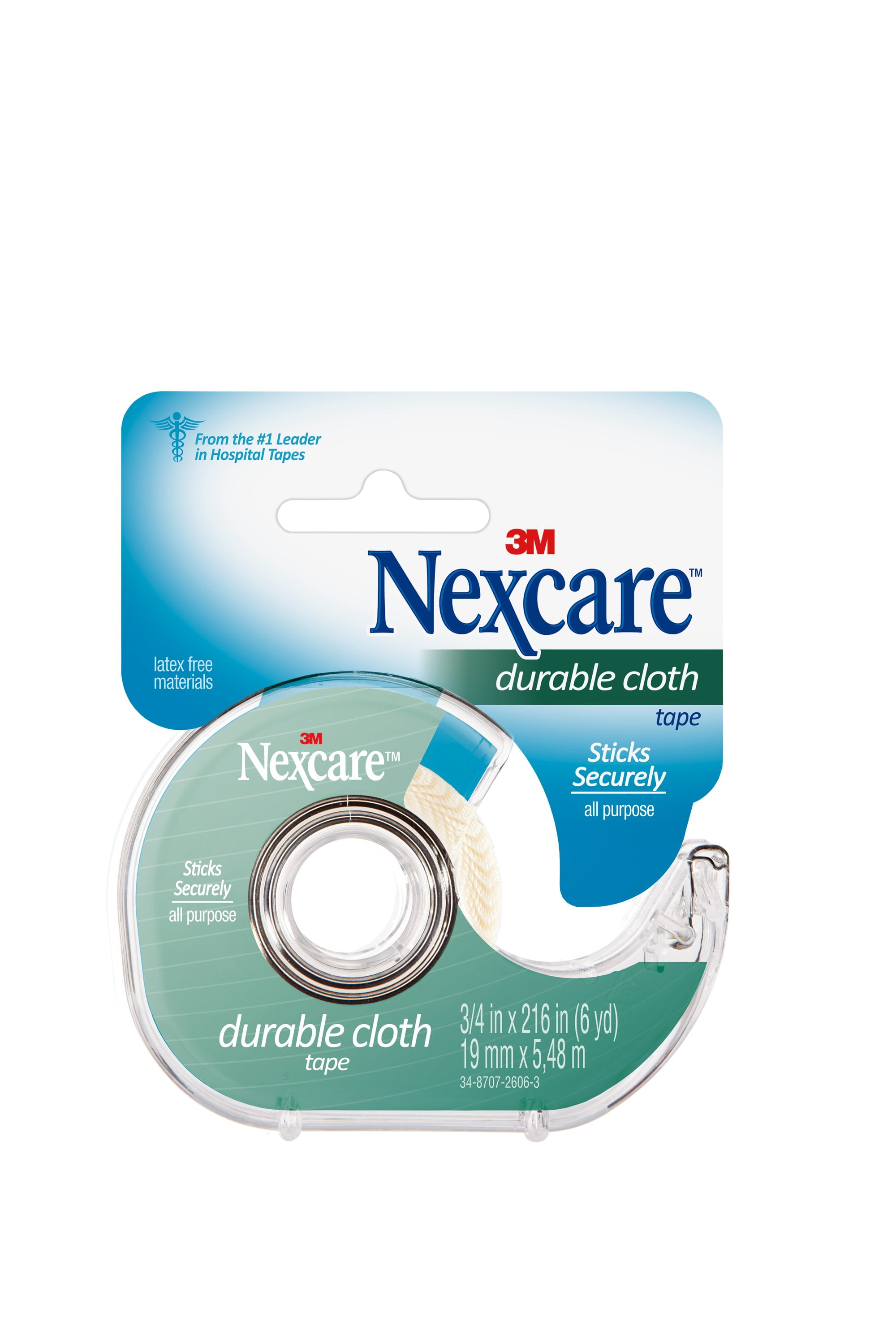 Nexcare Durable Cloth First Aid Tape, Dispenser, 3/4 inch x 6 yd