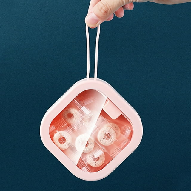 Portable Storage Box With Tether Hairpin Cotton Swab Tea Pill Travel Storage Bag Hidden Push Switch With Handle Storage Box, Pink