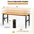 thumbnail image 6 of Tolead 60" Heavy-Duty Adjustable Workbench with Power Outlets, Rubber Wood Shop Table, Workstation, 6 of 8