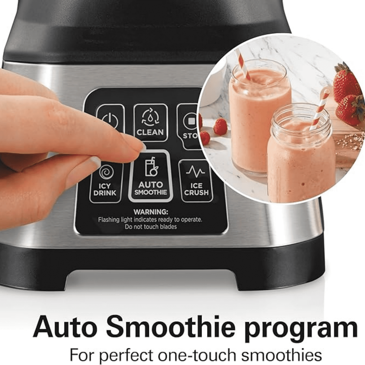 Beach Blender for Smoothies with 5 Functions Including Auto Smoothie Cycle, Wave Action System for Ultra Smooth Results, 850 Watts, 40oz  Glass Jar, Stainless Steel