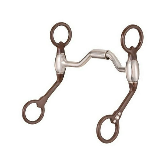 5 In Mouth Tough 1 Horse Bit Low Port W/ Antique Brown Cheeks