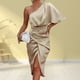 thumbnail image 5 of Vestidos de Fiesta Elegantes para mujer Traje de vacaciones con cremallera de color sólido irregular Cgtredaw Beige T M para Mujer, 5 of 9