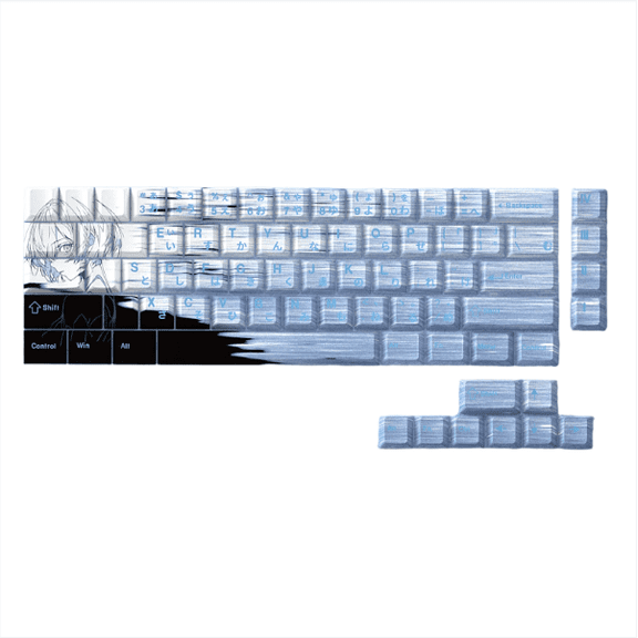 Evangelion Rei Ayanami Keycaps, Cherry Profile PBT Dye-Sub Keycap Set for 60% 65% 68 Key Mechanical Keyboards, Anime Themed