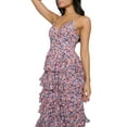 thumbnail image 6 of Women Spaghetti Straps Layered Ruffle Maxi Sundress Floral Sleeveless V Neck Tiered Bodycon Long Dress Streetwear, 6 of 8