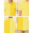 thumbnail image 6 of Unique Bargains Men's Summer Stripe Polka Dots Short Sleeves Button Patchwork Shirt XL Yellow White, 6 of 6