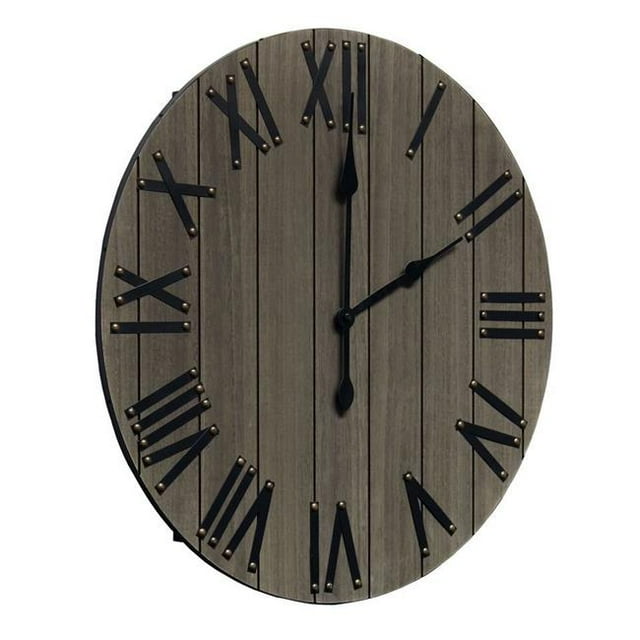 Elegant Designs HG2004-RGY 21 in. Handsome Rustic Farmhouse Wood Wall Clock, Rustic Gray