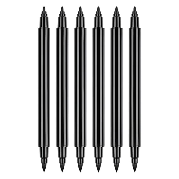 CCOCC 6Pcs Black Fabric Marker,Double Tip Fabric Paint Pen Waterproof for Decorating Shirt Sneakers Clothing Canvas Bag Shoes