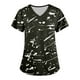 thumbnail image 2 of Fiudx Ofertas Flash Artículos En Oferta Blusa de Manga Corta con Cuello En V para Mujer, Uniforme de Trabajo, Impresión de Bolsillo, 2 of 4