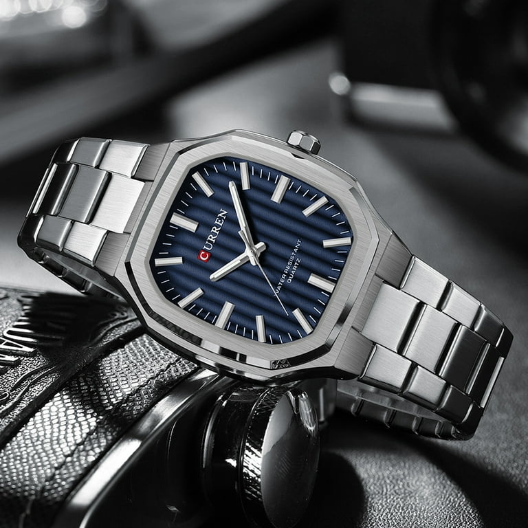 New Mens Quartz Watches 3ATM Waterproof Stainless Steel Wristwatch