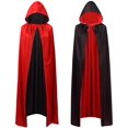 thumbnail image 1 of Cape Vampire, Cape à Capuche Noir Rouge Double Face avec Adulte pour Costume d'Halloween, 1 of 7