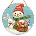 thumbnail image 3 of Merry Christmas Red Santa Claus Berry Cake Snowflake Jungle Xmas Wood Porch Wreath Hanging Print Sign Painting Home Fence, 3 of 5