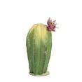 thumbnail image 2 of 8.5" Southwestern Style Green and Yellow Cactus on Wooden Base with Pink Flower, 2 of 3