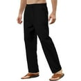 thumbnail image 6 of YOTMKGDO Mens Pants Casual, Men's Solid Colored Cotton Linen Loose Fitting Casual Lightweight Elastic Waist Pants Casual Pants Home Pants, Blue M, 6 of 7
