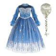 thumbnail image 1 of Vestido de Elsa para niña, vestido de copo de nieve de lentejuelas congeladas, Otoño Invierno, fiesta de Halloween, manga con volantes, disfraz de princesa, 7-8Y Tag-140 Gao Jinjia LED, 1 of 2