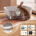 thumbnail image 3 of Stainless Steel Rabbit Litter Box with Safety Grid, Large Sifting Bunny Litter Pan for Small Animals, Guinea Pig, Ferret, Easy to Clean, Anti-Urine Leakage Metal Pet Toilet (16.9" × 13.4" × 6.7"), 3 of 7
