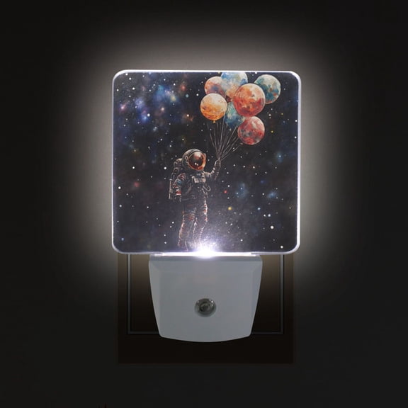 Yayeee LED Plug in Night Light for The Home with Auto Dusk to Dawn Light Sensors, 2 Pack, Black Watercolor Space