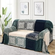 SHMAMT Boho Throw Blanket,Soft Cozy Chenille Jacquard Blankets for Bed Couch Sofa ChairBohemian Living Room Home Decor Large Blanket Multifunction Comfy Bed Throws(Green/White,71"x102")