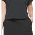 thumbnail image 3 of Calvin Klein Women's Bungee Hem Pocket Cotton T-Shirt Black Size X-Large, 3 of 3