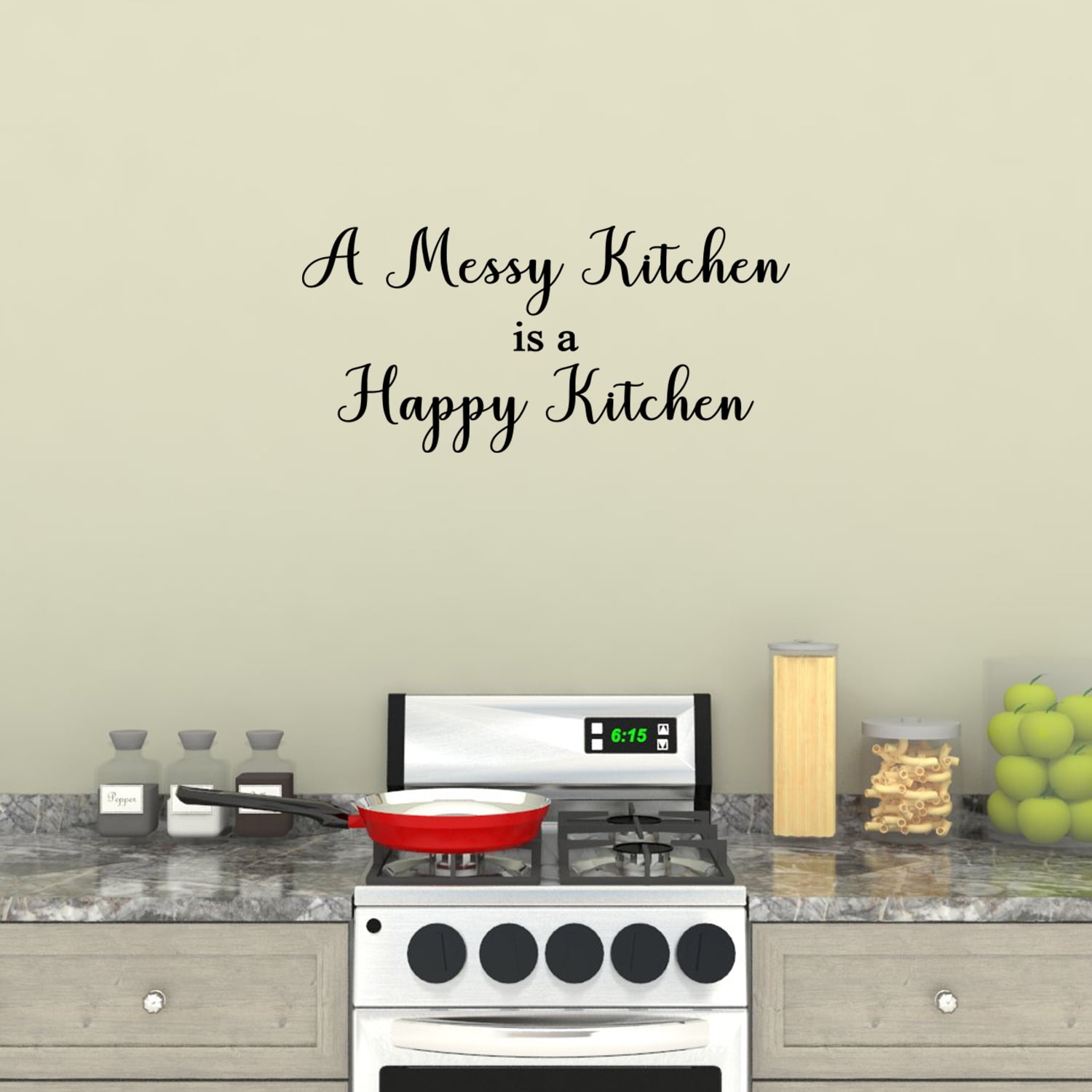A Messy Kitchen Is A Happy Kitchen Wall Decal Sticker