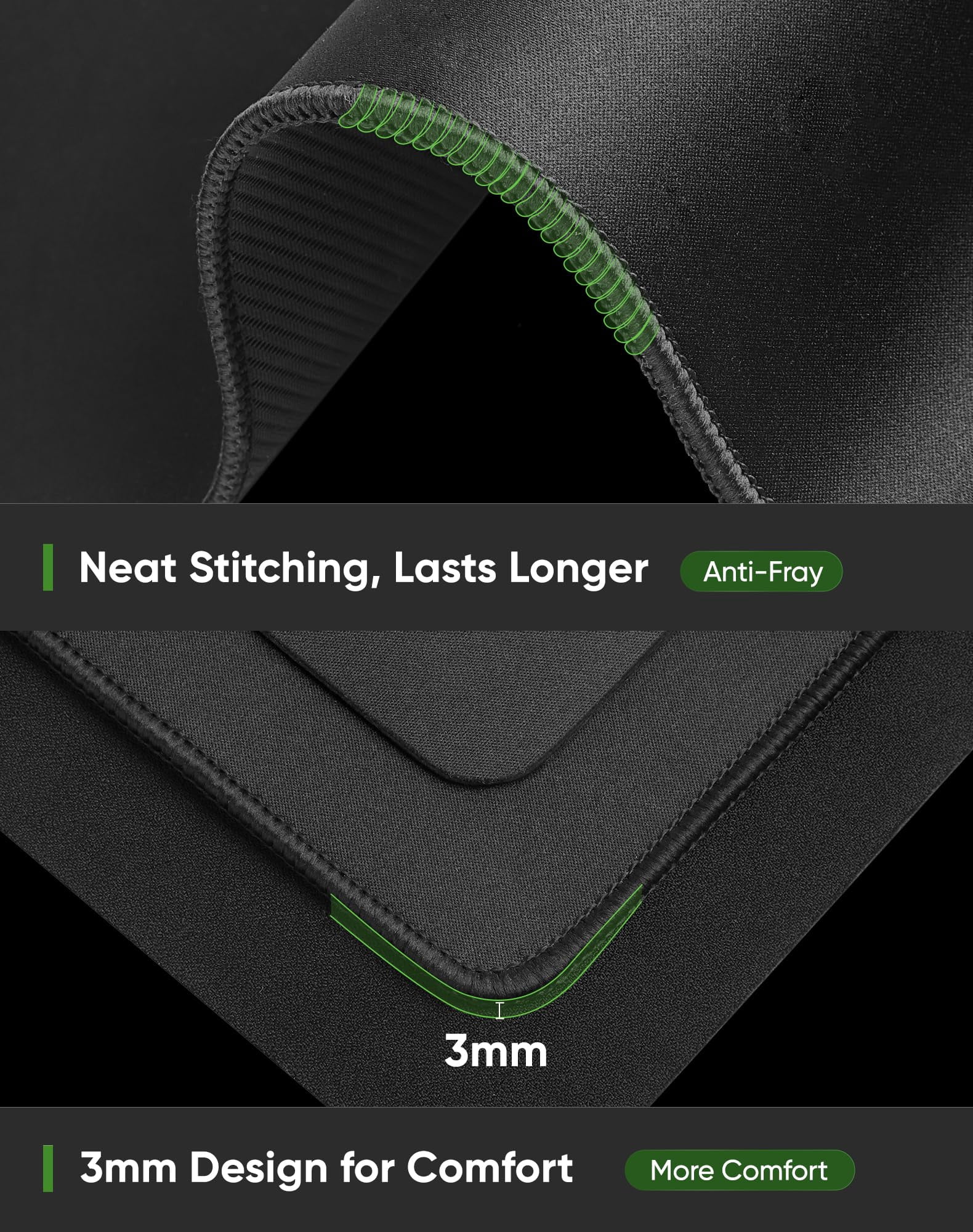 Large Gaming Mouse Pad With Non-slip Rubber Base Stitched Edge Desk Mat For Laptop Computer & Pc  Wristing Gamer Office Home Classic Black Xxl 15.74''x35.43''x0.12''
