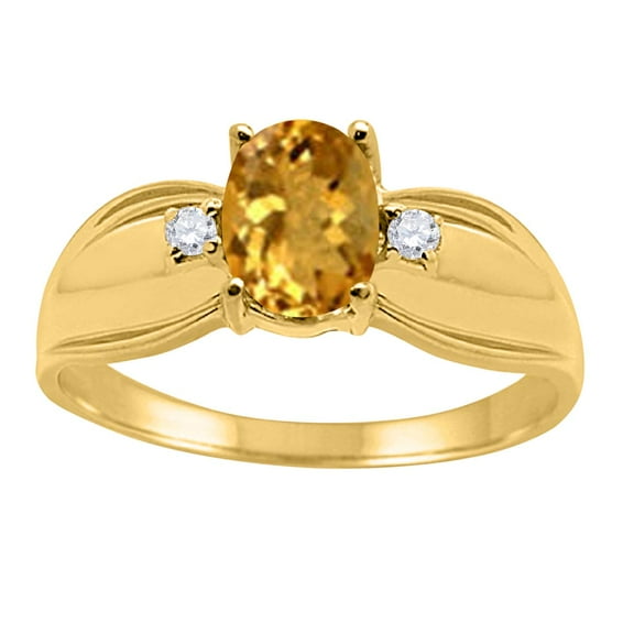 Mauli Jewels Engagement Rings for Women 0.9 Carat Oval Citrine and Diamond Ring 4-prong 10K Yellow Gold