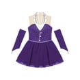 thumbnail image 5 of Zaldita Kids Girls Sparkle Figure Ice Skating Dance Dress Ballet Leotard Dress and Gloves Lyrical Jazz Modern Dancewear Purple 8, 5 of 7