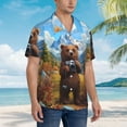 thumbnail image 3 of Fuzoiu Snowy Mountain Photography Bear Print Hawaiian Shirt for Men, Summer Beach Casual Short Sleeve Button Down Shirts, Men’s Beach Summer Shirts with Pocket,X-Large, 3 of 7