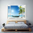 thumbnail image 2 of IDEA4WALL Wall Murals Fake White Window with A Boat on the Beach Removable Wallpaper Peel and Stick Wall Stickers - 24x32 inches, 2 of 4