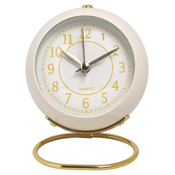 Bewildely Reloj despertador de escritorio vintage con cómoda luz nocturna, movimiento silencioso, reloj analógico retro silencioso Decoración del hogar