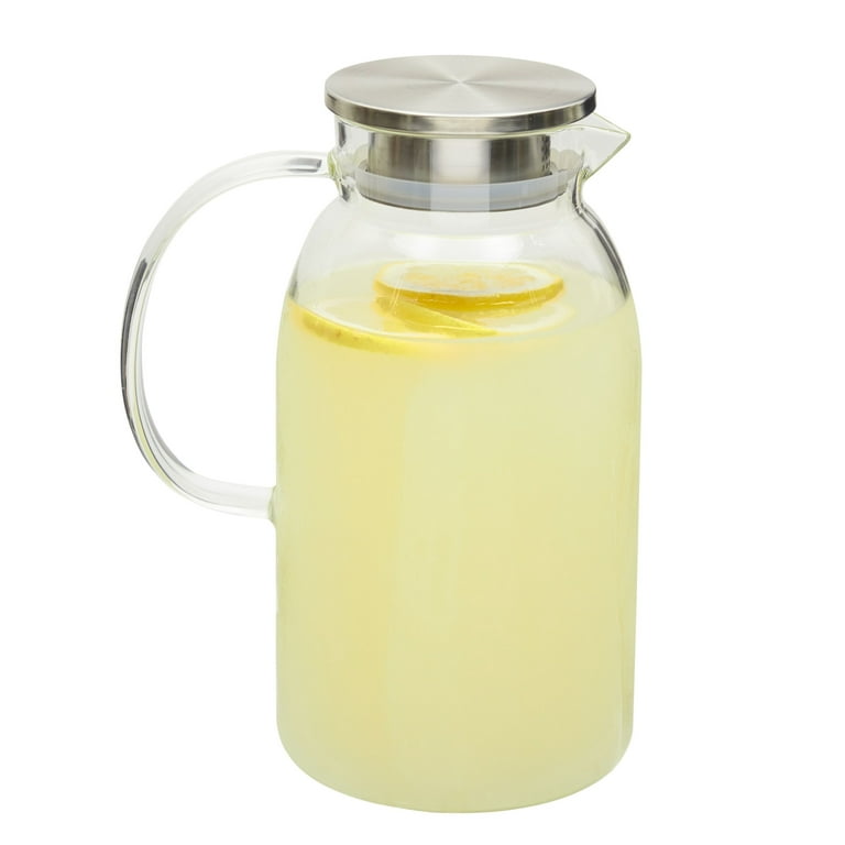 UPTRUST 52 oz Glass Pitcher with Stainless Steel Lid Water Carafe