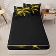 thumbnail image 4 of Homewish Yellow Glowing Lightning Zipper Queen Comforter Set with Fitted Sheet and 2 Pillowcases,Modern Geometric Zipper Bedding Set,Black Reversible,4pcs, 4 of 8